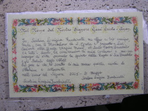 Ultimo scritto di Santina del 21 Maggio 2005