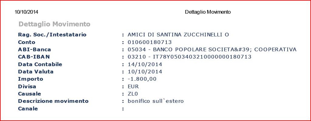 09 Bonifico all'ospedale S Giuseppe di Gerusalemme