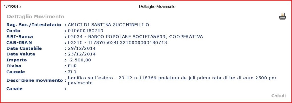 Prima Rata pavimento Euro 2500 il 29-12-15